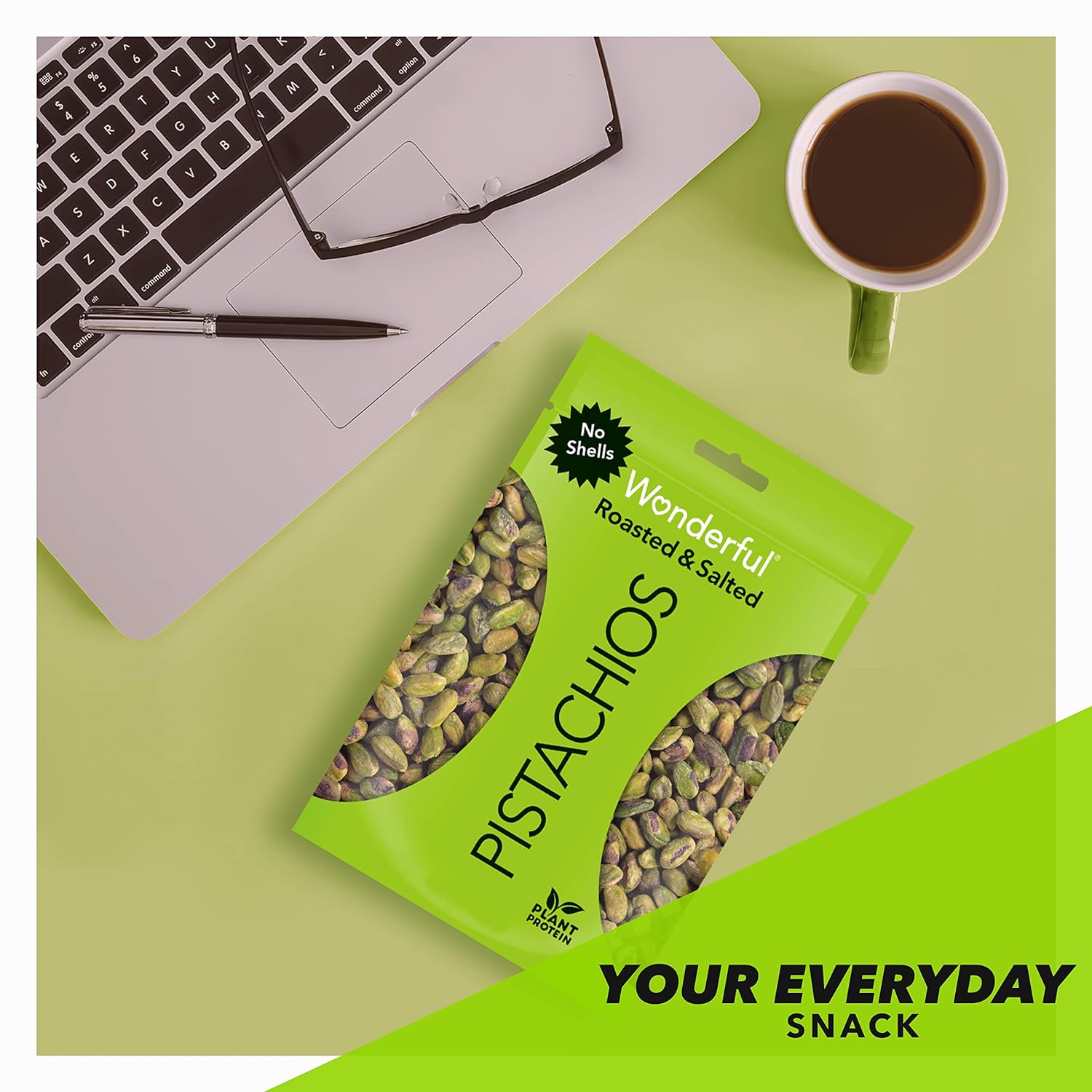 Wonderful Pistachios, No Shells, Roasted and Salted Nuts, 12 Ounce Resealable Bag, Good Source of Protein, Gluten Free, On-the Go-Snack - 24hrsmart